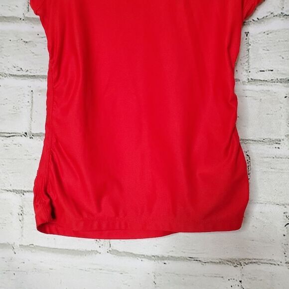 Athleta Red rouched side workout top Size small reflective 861705 - Picture 5 of 6